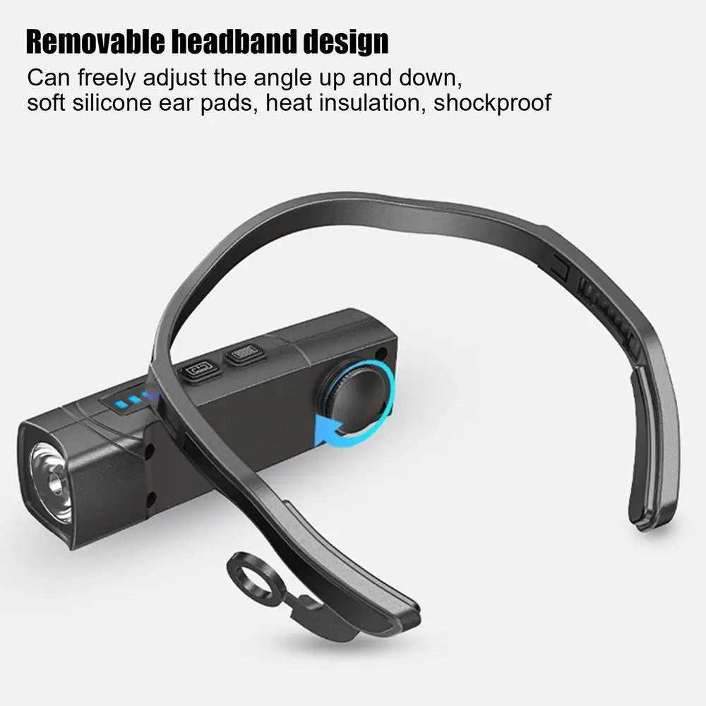 Head Lamps For Camping LED Headlamp Removable Ear Hook Headlight Rechargeable Head Lights Waterproof High Lumen With 5 Modes