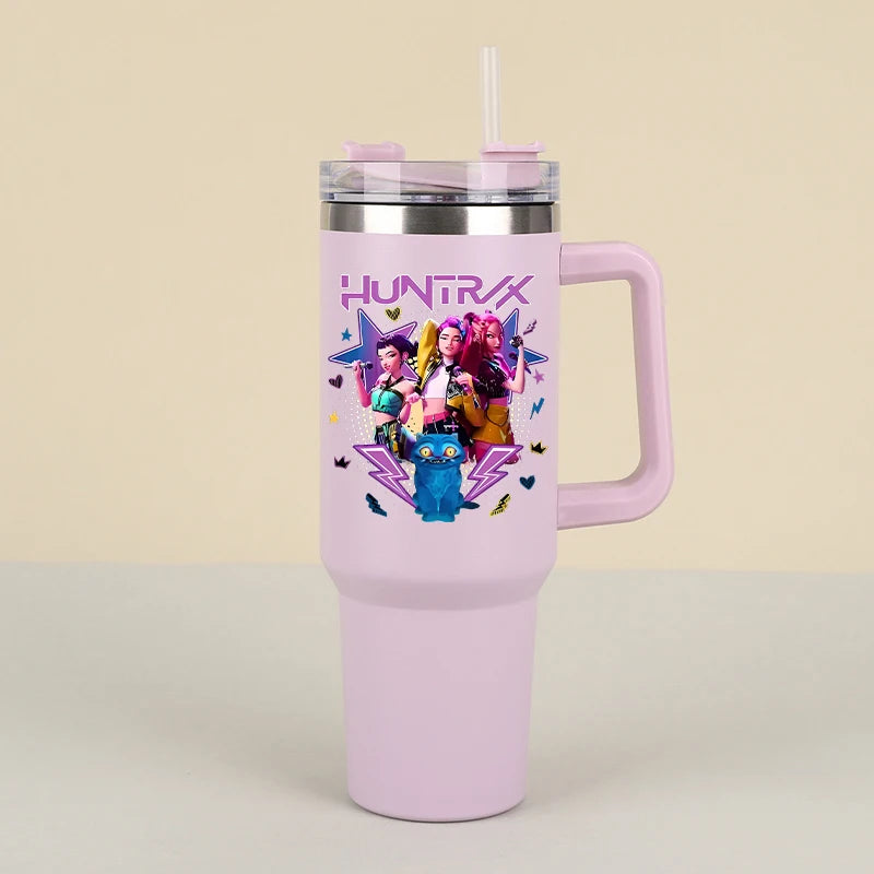 New K Pop Demon Hunters Water Bottles Kawaii Cartoon Water Bottle Girls Large Capacity with Handles Water Cup Birthday Gifts - YourGiftIdeasUK