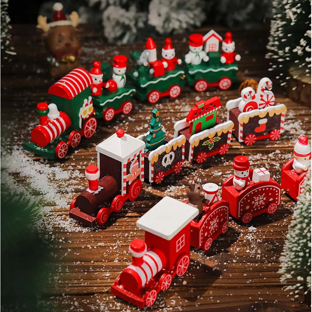 Christmas Wood Train Decoration,Christmas Ornaments With Moving Train,Home Noel,Happy New Year 2025 Gifts - YourGiftIdeasUK
