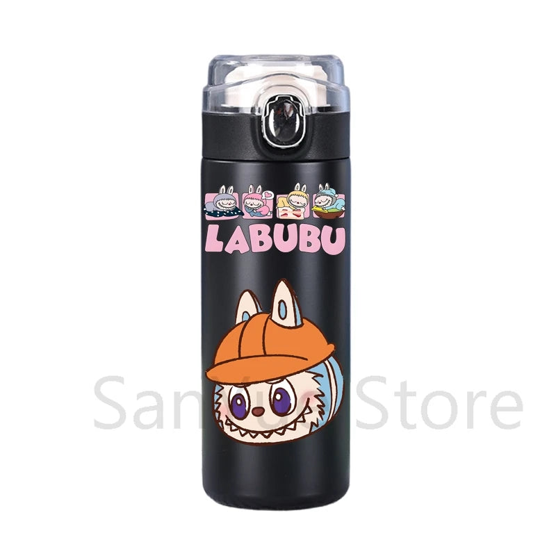 400Ml Water Bottle Cartoon Printed Thermos Cup Pocket Stainless Steel Thermal Coffee Mug Vacuum Insulated Flask Cup Kid Gift