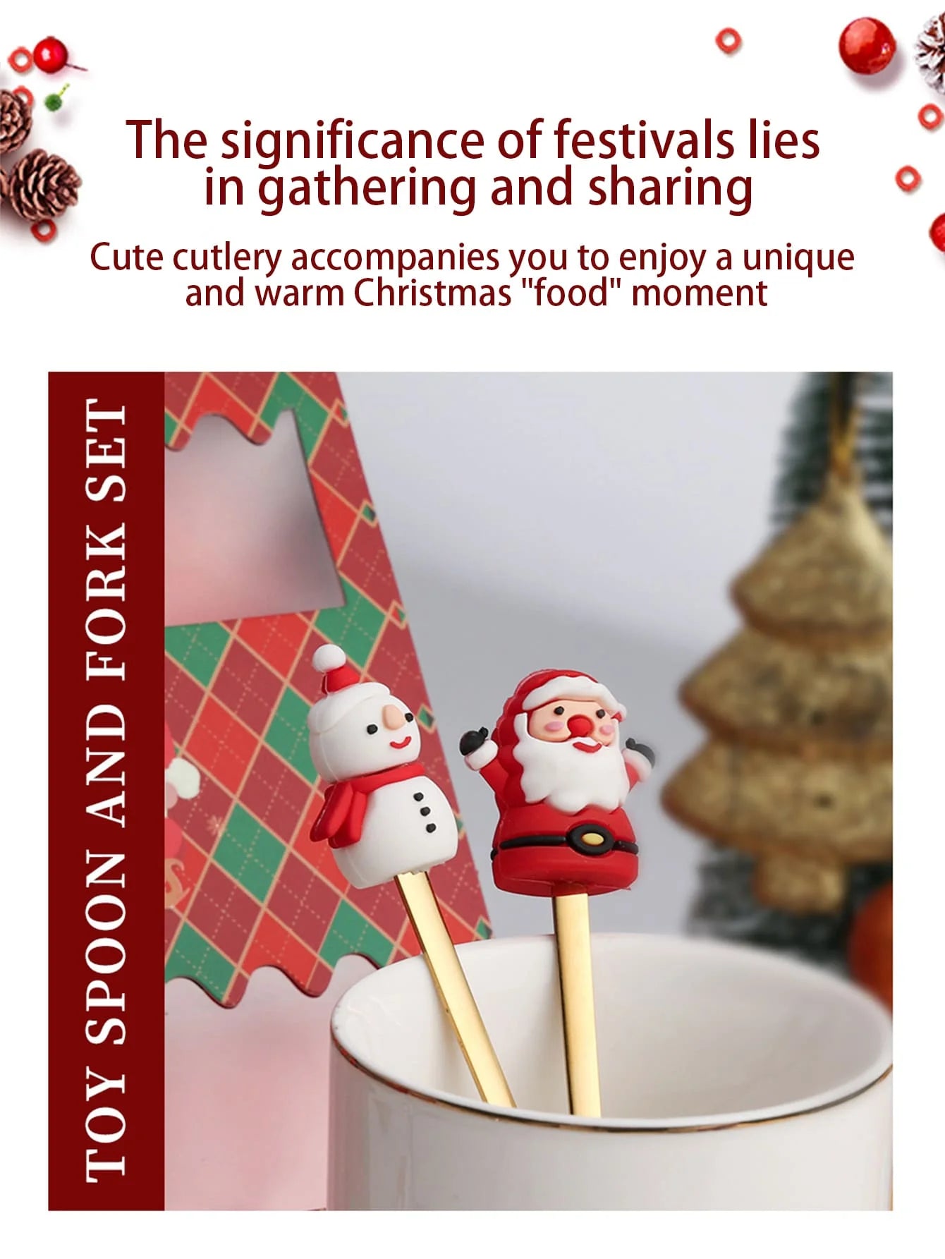 2/4/6Pcs Christmas Fork And Spoon Set,Stainless Steel Creative Tableware,Coffee Tea Dessert Forks And Spoons Gift Set