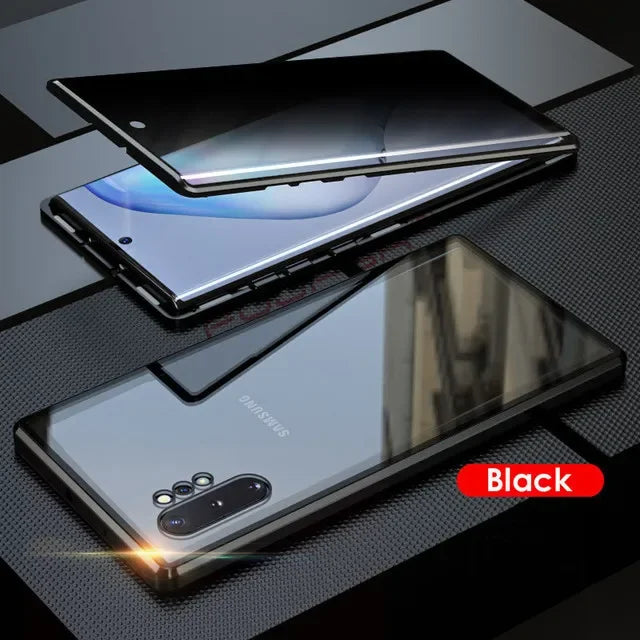 For Samsung Galaxy S23 FE S24 S25 Ultra S22 Plus Case 360° Double Sided Glass Anti Peeping Privacy Metal Magnetic Phone Cover