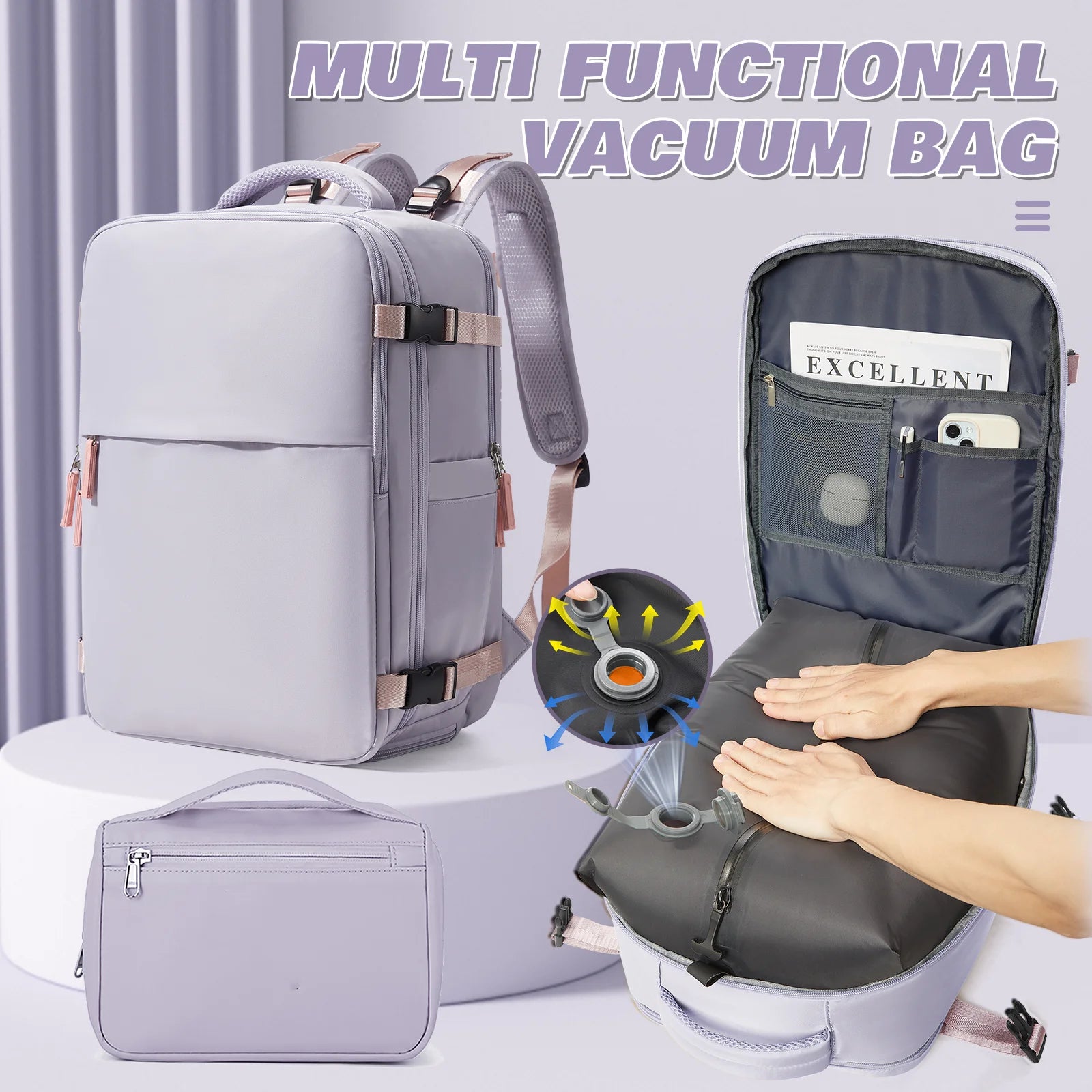 Airplane Cabin Luggage Wizzair 40x30x20 Vacuum Compression Backpack for Travel Hiking, Women Laptop Backpack  Vacuum Storage Bag