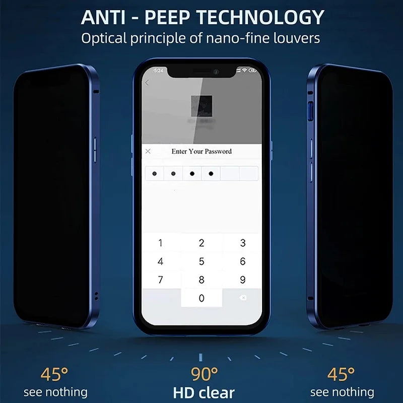 360 Degree Privacy Metal Case iPhone 16 15 13 14 Plus 12 Mini 11 Pro Max Lens Protection Dual Snap Lock Protective Cover