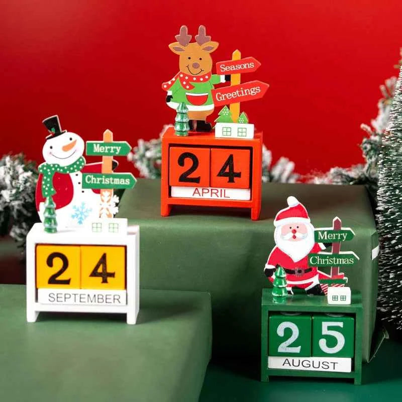 Christmas Advent Calendar Christmas Decorations Cute Snowman Elk Santa Claus Calendar Desktop Ornament New Year Gift Navidad