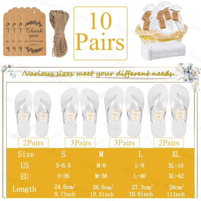 10-72Pairs Flip Flops for Wedding Guests Sandals Slippers with Cards  Bags Woman Men Wedding Favors Hen Beach Pool Party