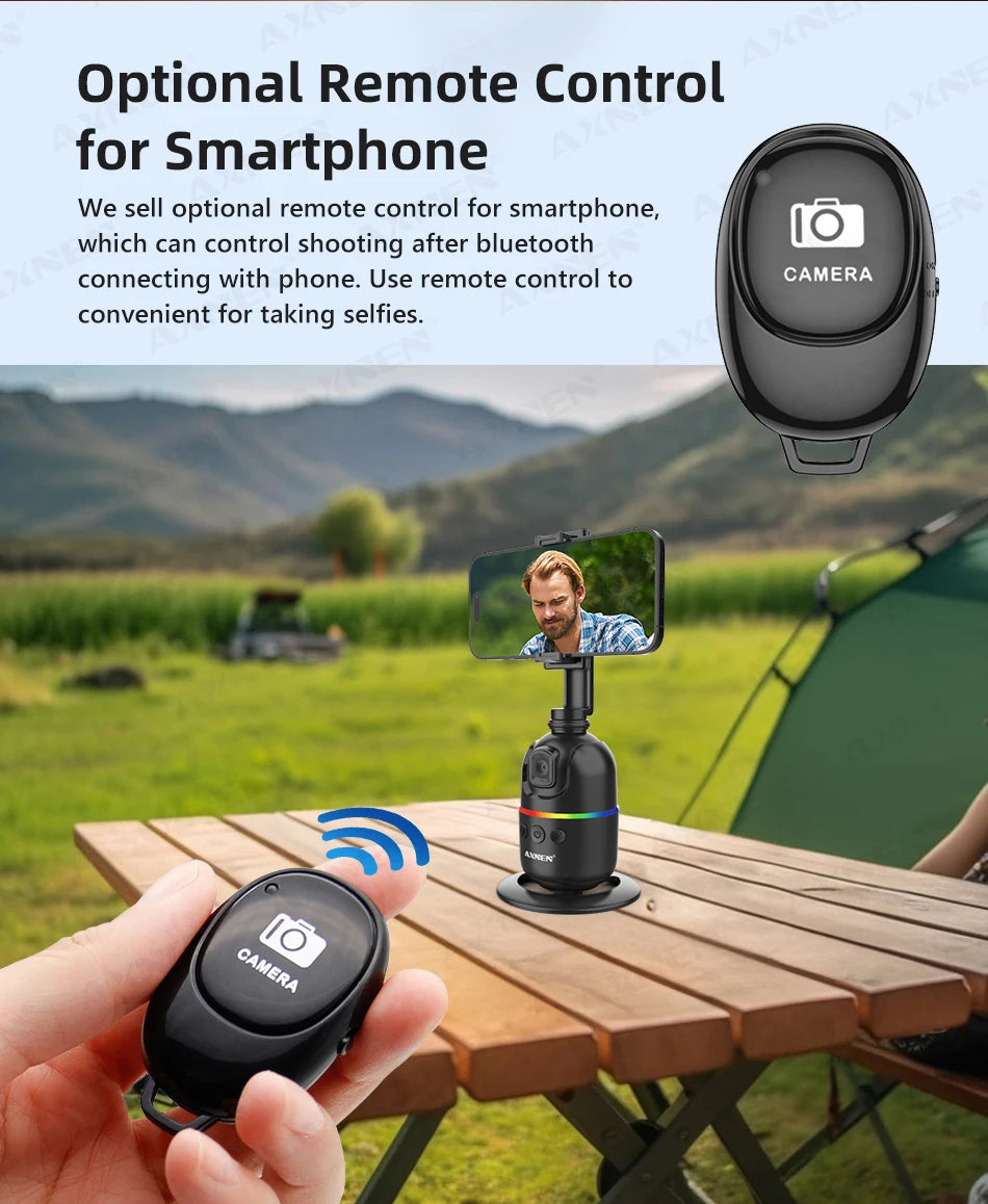 Smart Auto Face Tracking Desktop AI Gimbal for Smartphone & Action Camera 360 Rotation Follow Focus Vlog Kit, Option with Tripod