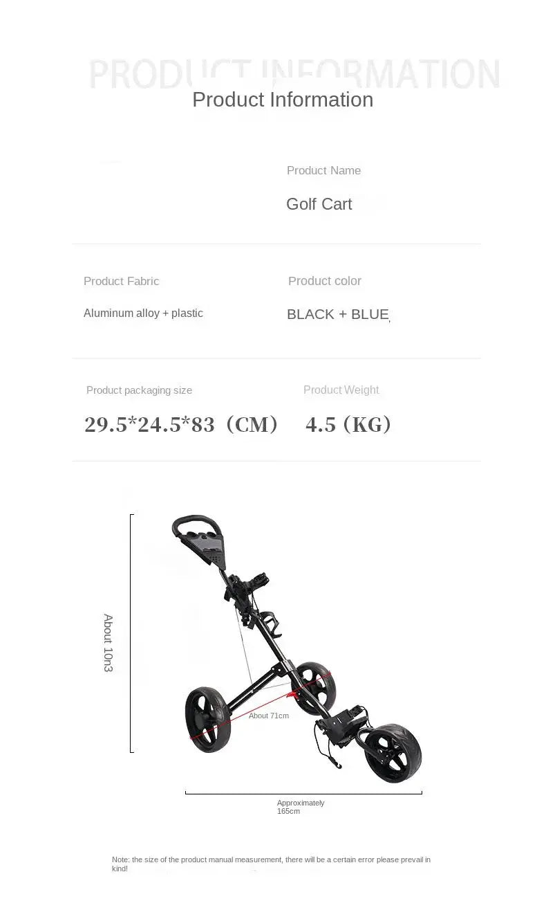Golf Trolley 3-Wheel Trolley Foldable Lightweight Storage High Load Capacity Golf Accessory Supplies - YourGiftIdeasUK