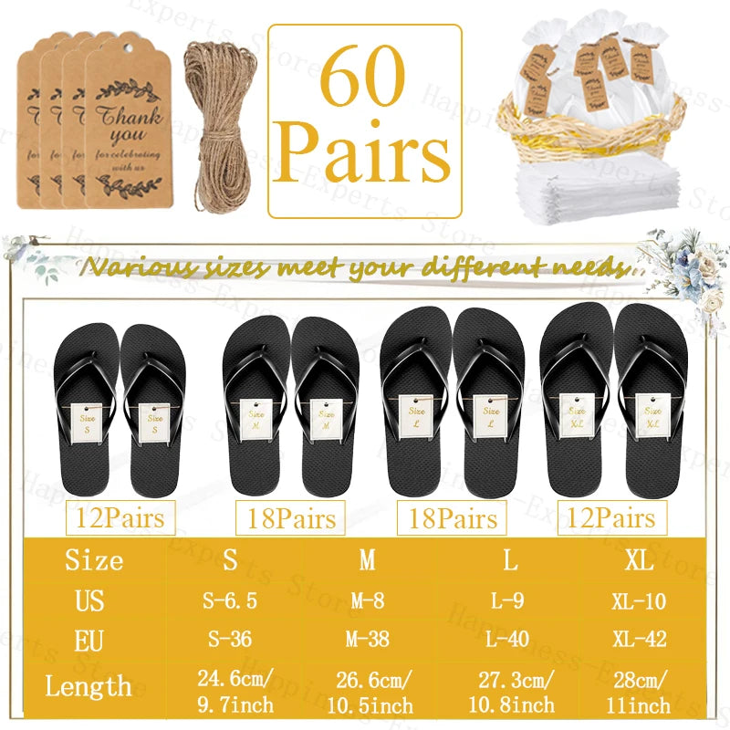 10-72Pairs Flip Flops for Wedding Guests Sandals Slippers with Cards  Bags Woman Men Wedding Favors Hen Beach Pool Party