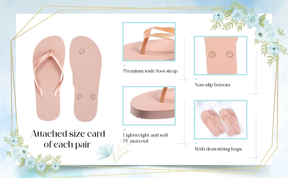 6-24 Pairs Flip Flops Bulk Wedding Favors Gifts for Guests Beach Sandals Bachelorette Hen Party Slippers Bridesmaid Team Bride
