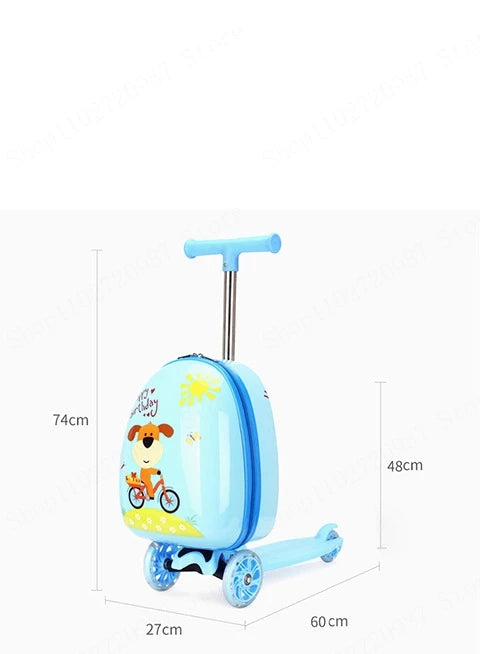 Children Travel Suitcase Cute Cartoon Skateboard Rolling - YourGiftIdeasUK