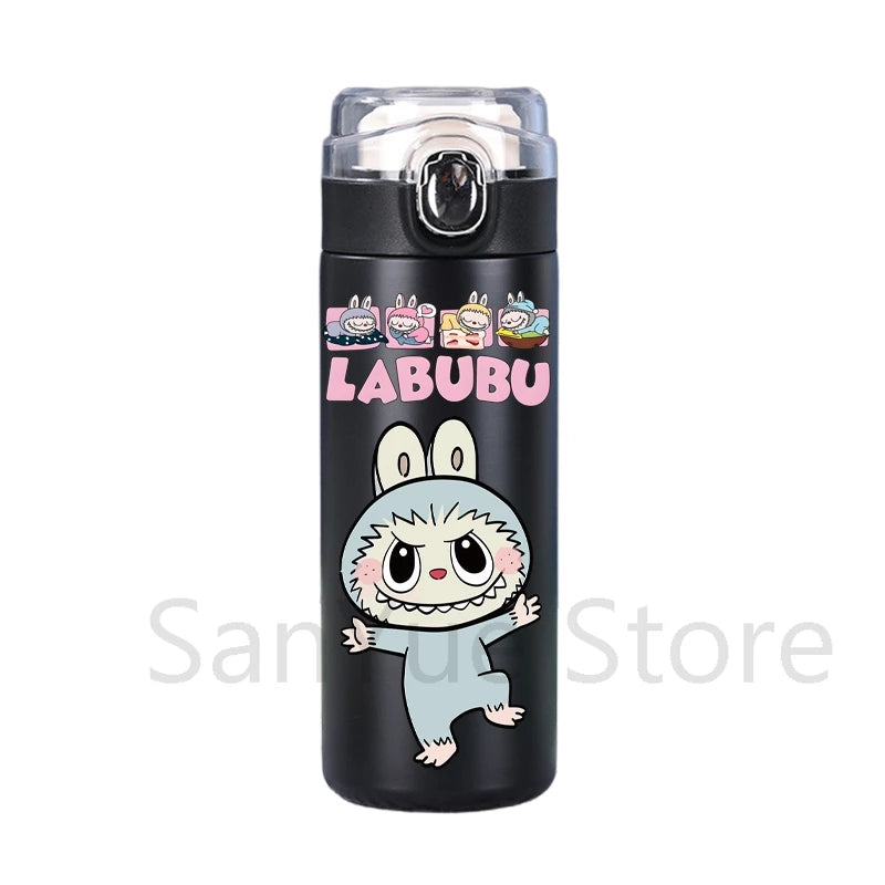 400Ml Water Bottle Cartoon Printed Thermos Cup Pocket Stainless Steel Thermal Coffee Mug Vacuum Insulated Flask Cup Kid Gift
