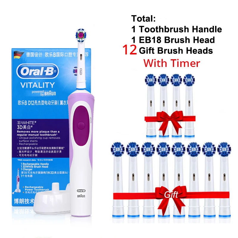 Oral B Electric Toothbrush Adult Rotation Clean Teeth Charging Tooth Brush 3D Whiten Teeth Oral Care Brush With Gift Brush Heads - Your Gift Ideas