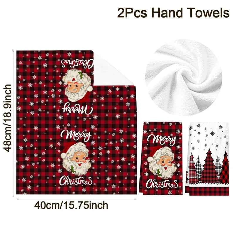 2pcs Christmas Kitchen Towels Merry Christmas Party Decoration 2025 Xmas Santa Claus Dish Towel Navidad Natal New Year Gift 2026