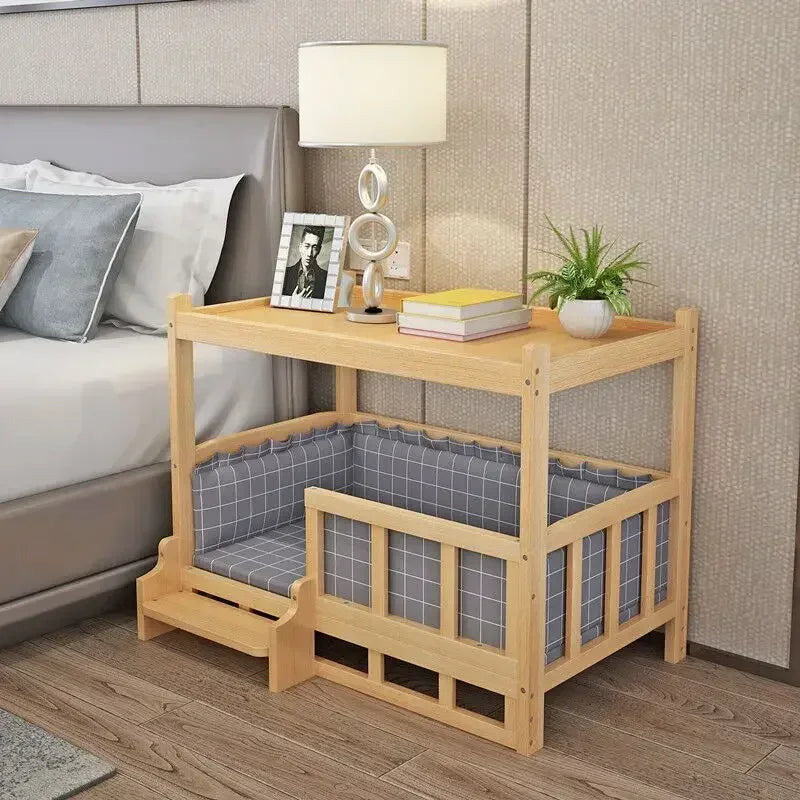 Simplicity Wooden Dog Bed Can Be Used As Bedside Table - YourGiftIdeasUK