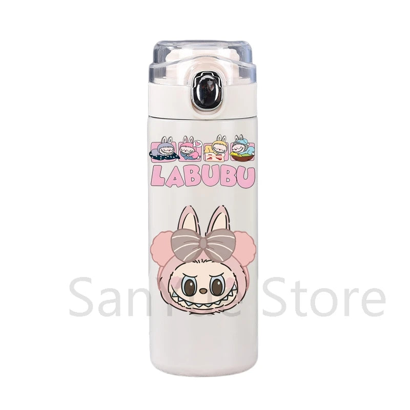 400Ml Water Bottle Cartoon Printed Thermos Cup Pocket Stainless Steel Thermal Coffee Mug Vacuum Insulated Flask Cup Kid Gift