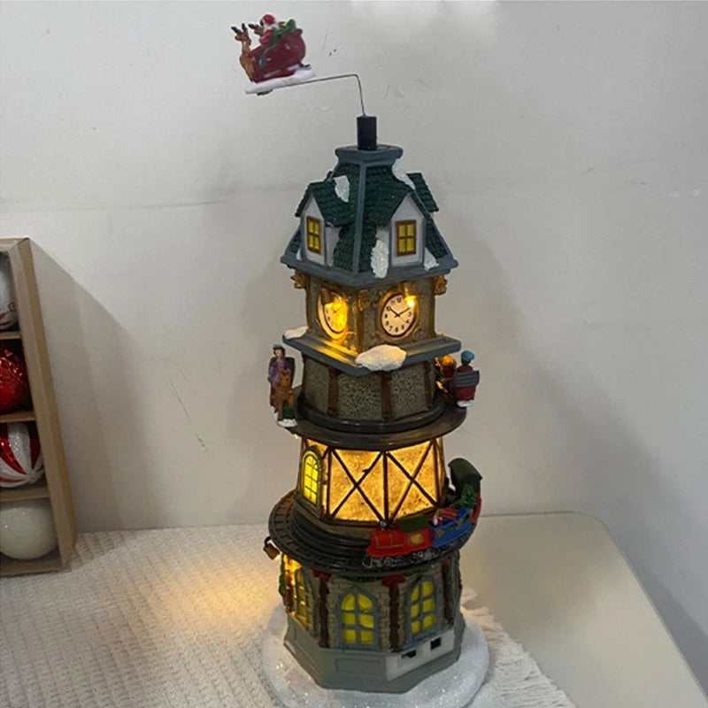 Delicate Christmas Music Box House Figurine with Led Light - YourGiftIdeasUK