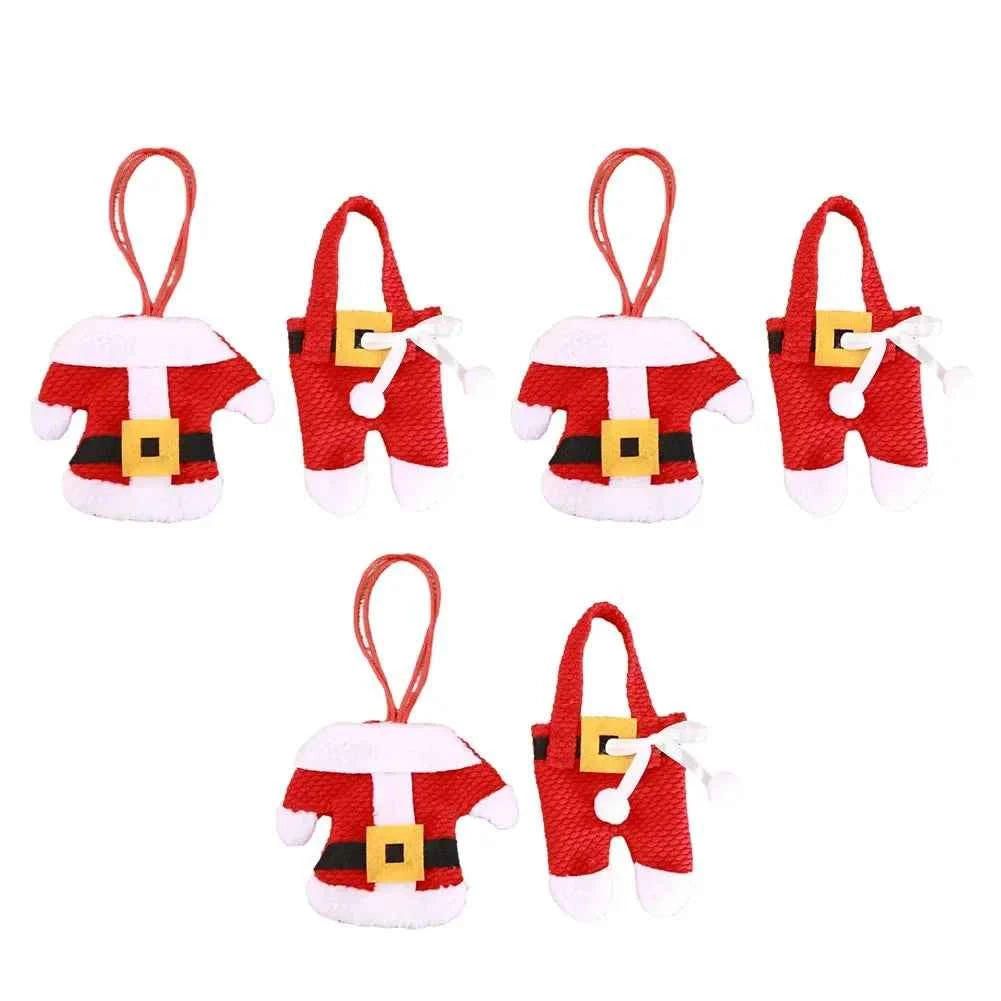 Enhance Your Dinner Table's Festive Atmosphere with 3 Sets of Spoon Fork Bag Skirt Pant Cutlery Holders Christmas Table Decor