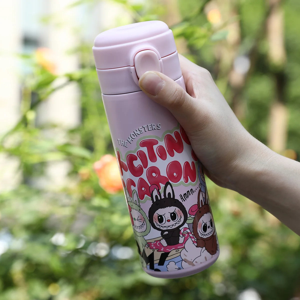 Printed 400Ml Water Bottle Thermos Cup Pocket Stainless Steel Thermal Coffee Mug Vacuum Insulated Flask Cup Kid Gift
