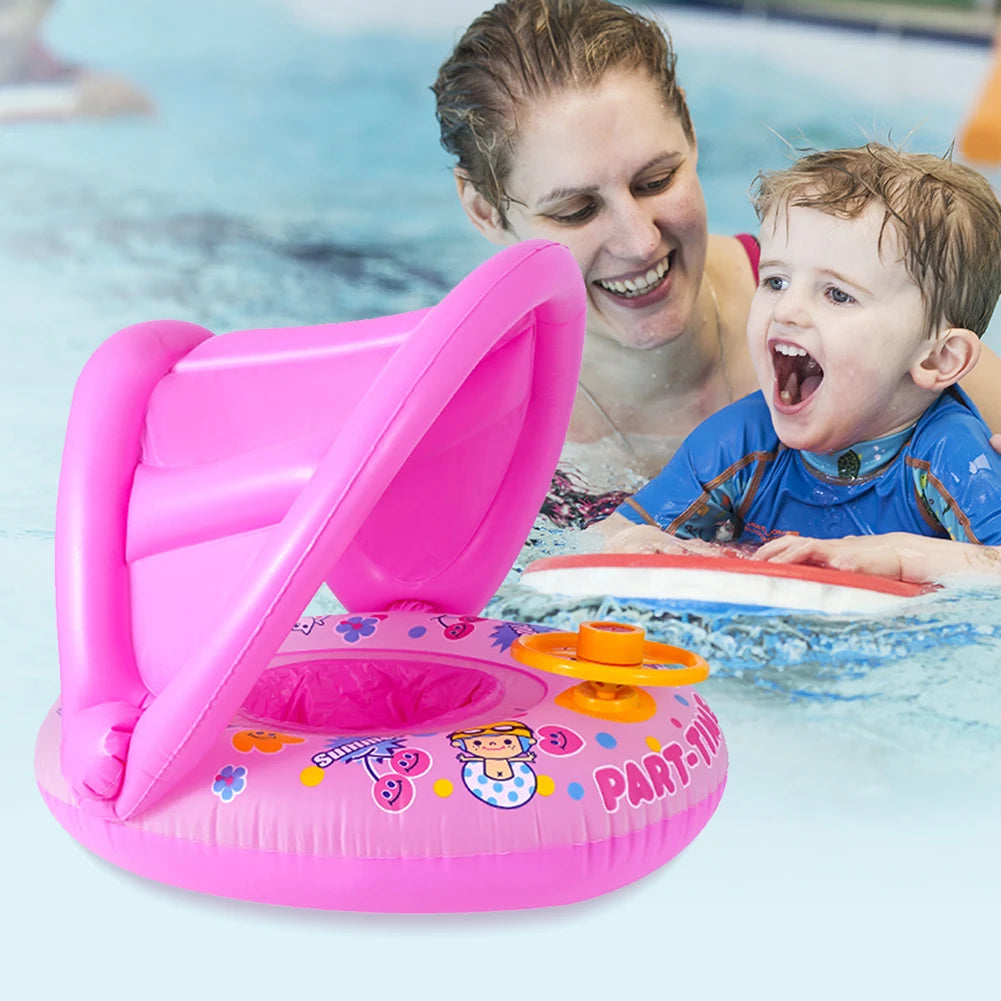 Baby Inflatable Swimming Rings Seat for Kids Children Floating Sunshade Swim Circle Pool Bathtub Beach Summer Water Toys