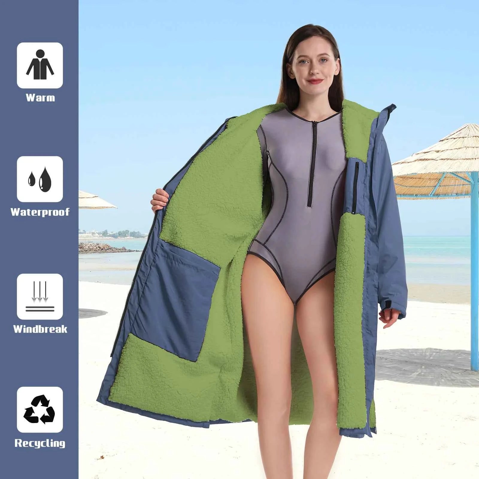 Mutao Ultra-Soft Waterproof Quick-Dry Changing Robe - Rapid Drying, Soft and Cozy - Perfect for Swimming, Surfing, Diving