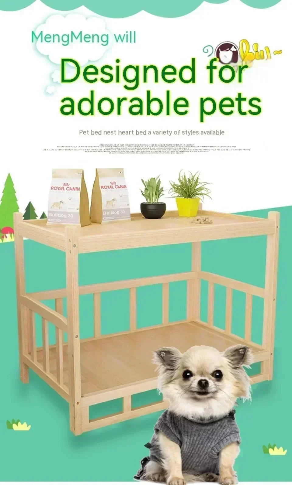 Simplicity Wooden Dog Bed Can Be Used As Bedside Table - YourGiftIdeasUK