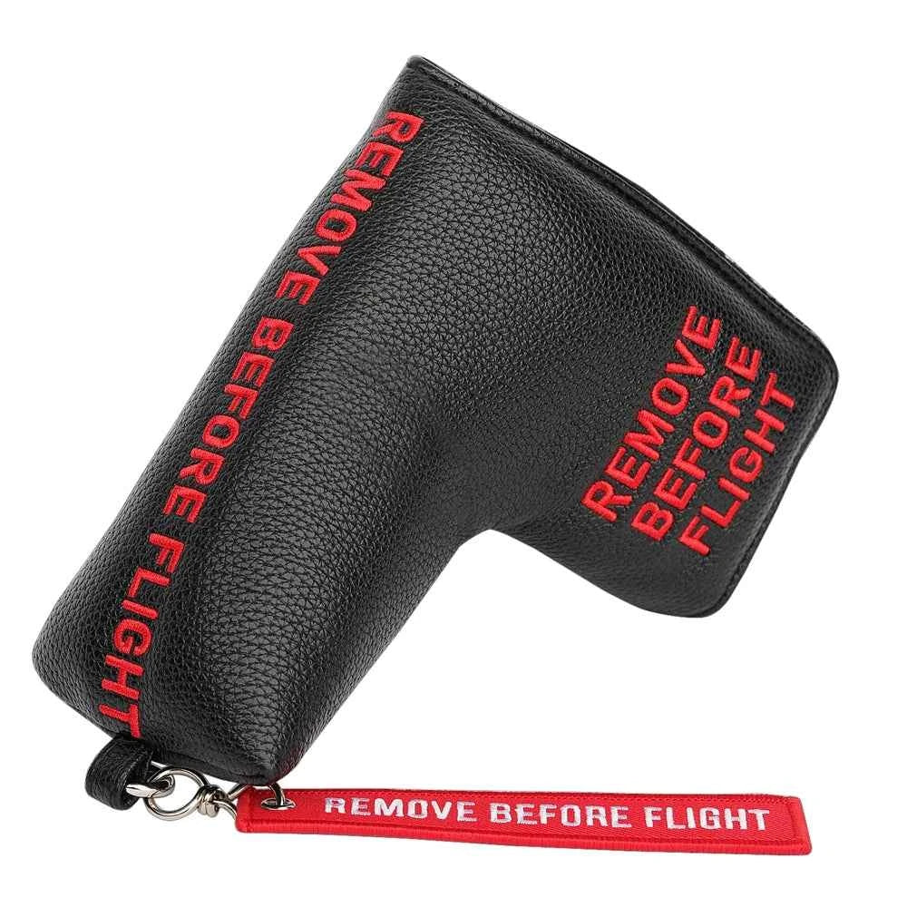 Red Remove Before Flight Synthetic Leather Golf Headcover Square Large Mallet Blade Putter Headcover 460CC Driver covers