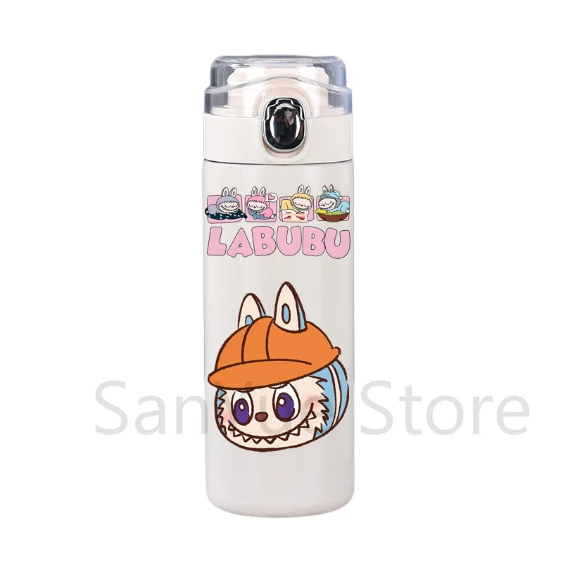 400Ml Water Bottle Cartoon Printed Thermos Cup Pocket Stainless Steel Thermal Coffee Mug Vacuum Insulated Flask Cup Kid Gift