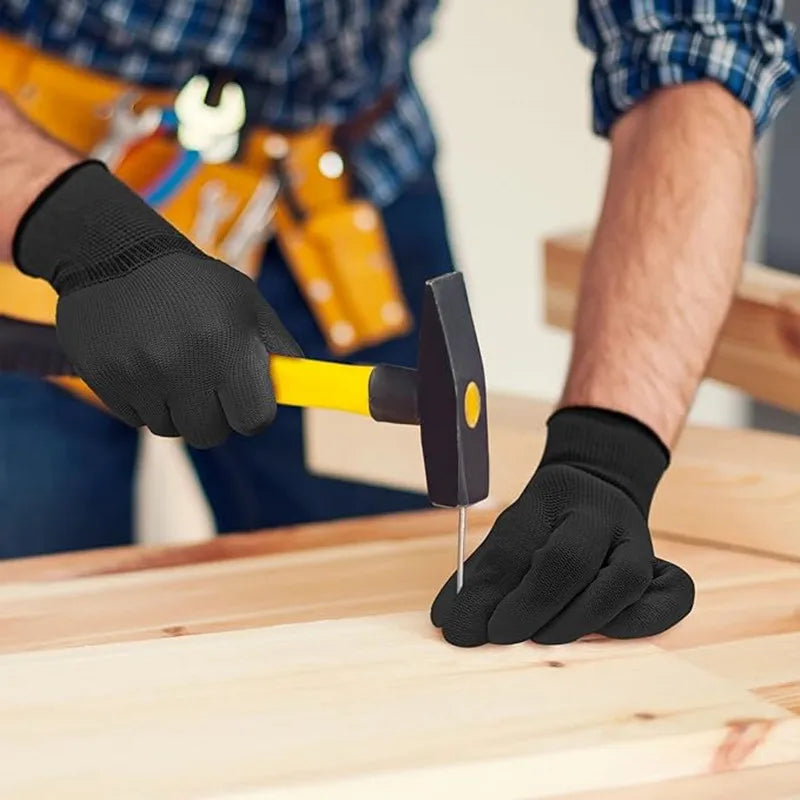 10 Pairs Black Durable Safety Gloves - Anti-Slip, Wear-Resistant, ESD Protection for Gardening & Woodworking
