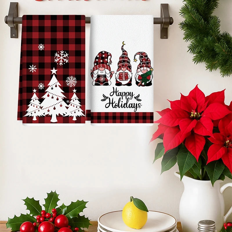 2pcs Christmas Kitchen Towels Merry Christmas Party Decoration 2025 Xmas Santa Claus Dish Towel Navidad Natal New Year Gift 2026 - YourGiftIdeasUK