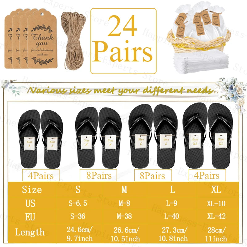 10-72Pairs Flip Flops for Wedding Guests Sandals Slippers with Cards  Bags Woman Men Wedding Favors Hen Beach Pool Party