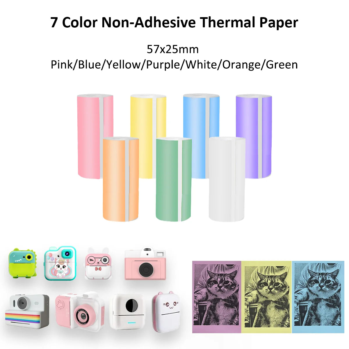 Mini Pocket Printer 5 Rolls Of Self-Adhesive Paper Portable Thermal Printer For Printer Suitable For Home Office Study And Work