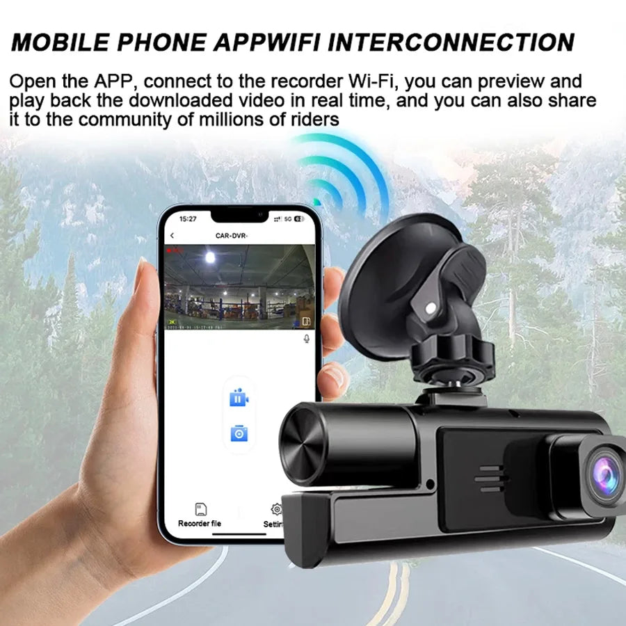3-channel HD 1080p car DVR, WIFI car DVR front and rear vision camera night vision black box Auto parts, car recorder. - Your Gift Ideas