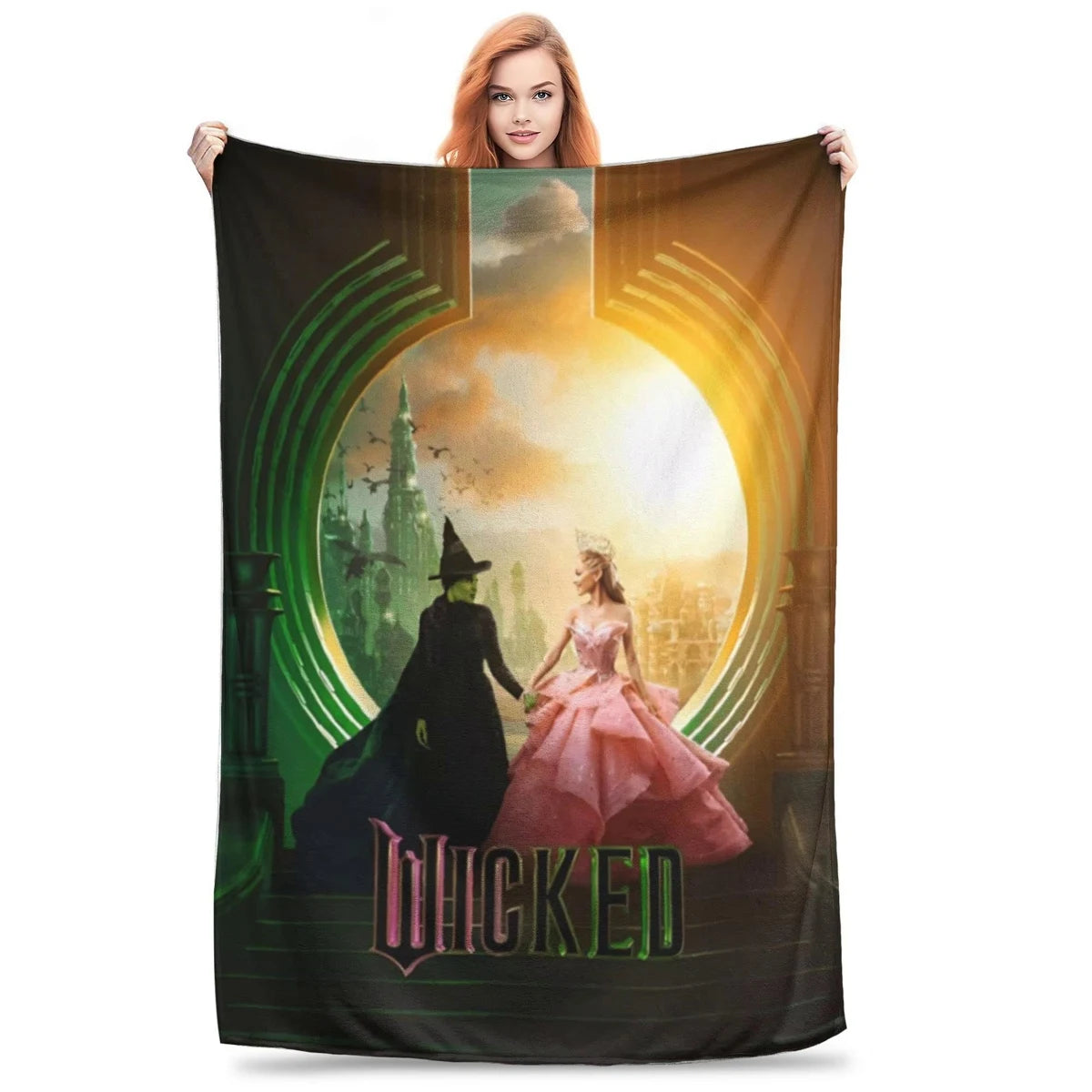 Wicked Elphaba & Glinda Tonal Blanket Magic Movie Flannel Throw Blankets Bedspreads Printed Soft Warm Multifunction Quilt - YourGiftIdeasUK