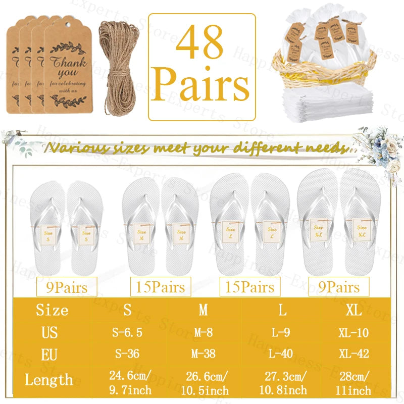 10-72Pairs Flip Flops for Wedding Guests Sandals Slippers with Cards  Bags Woman Men Wedding Favors Hen Beach Pool Party
