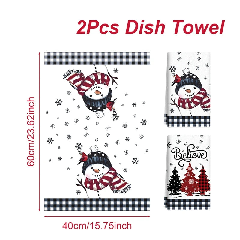 2pcs Christmas Kitchen Towels Merry Christmas Party Decoration 2025 Xmas Santa Claus Dish Towel Navidad Natal New Year Gift 2026 - YourGiftIdeasUK