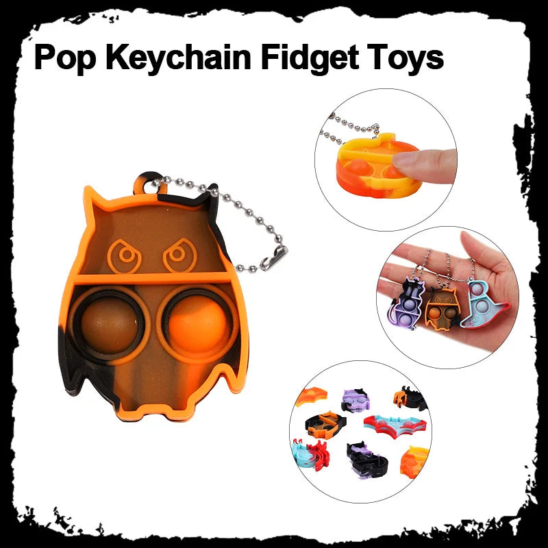 10-20-30Pcs Halloween Mini Pop Keychain Fidget Toys - YourGiftIdeasUK