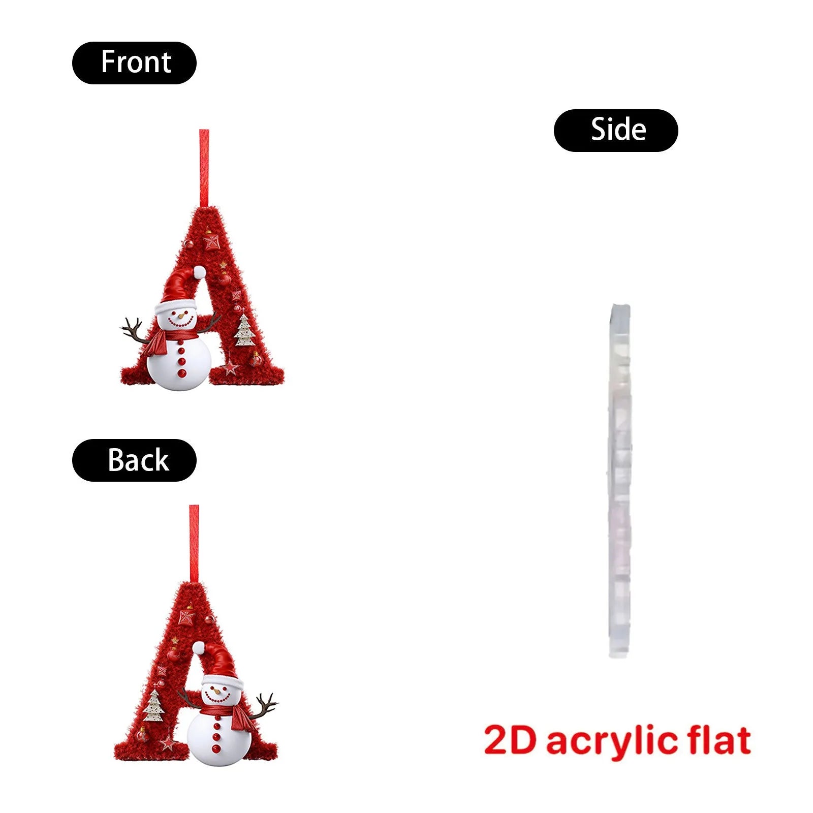 New Christmas Tree Decoration 2D Letter Pendant Acrylic 26 Letter Pendant Hanging Christmas Tree Ornament Accessories navidad - YourGiftIdeasUK