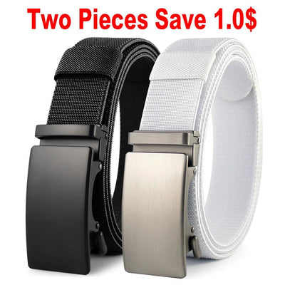 New Golf Sports Elastic Belt Metal Automatic Buckle Tough Stretch Nylon Men's Military Tactical Belt 115-150CM Big Size Belts - Your Gift Ideas