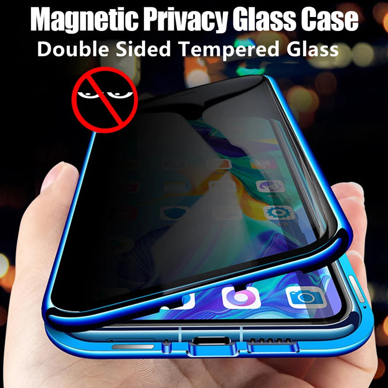 Anti Peeping Metal Phone Case For Samsung Galaxy S25 S24 S23 S22 Ultra Plus 360 Degree Privacy Protection Magnetic Phone Cover