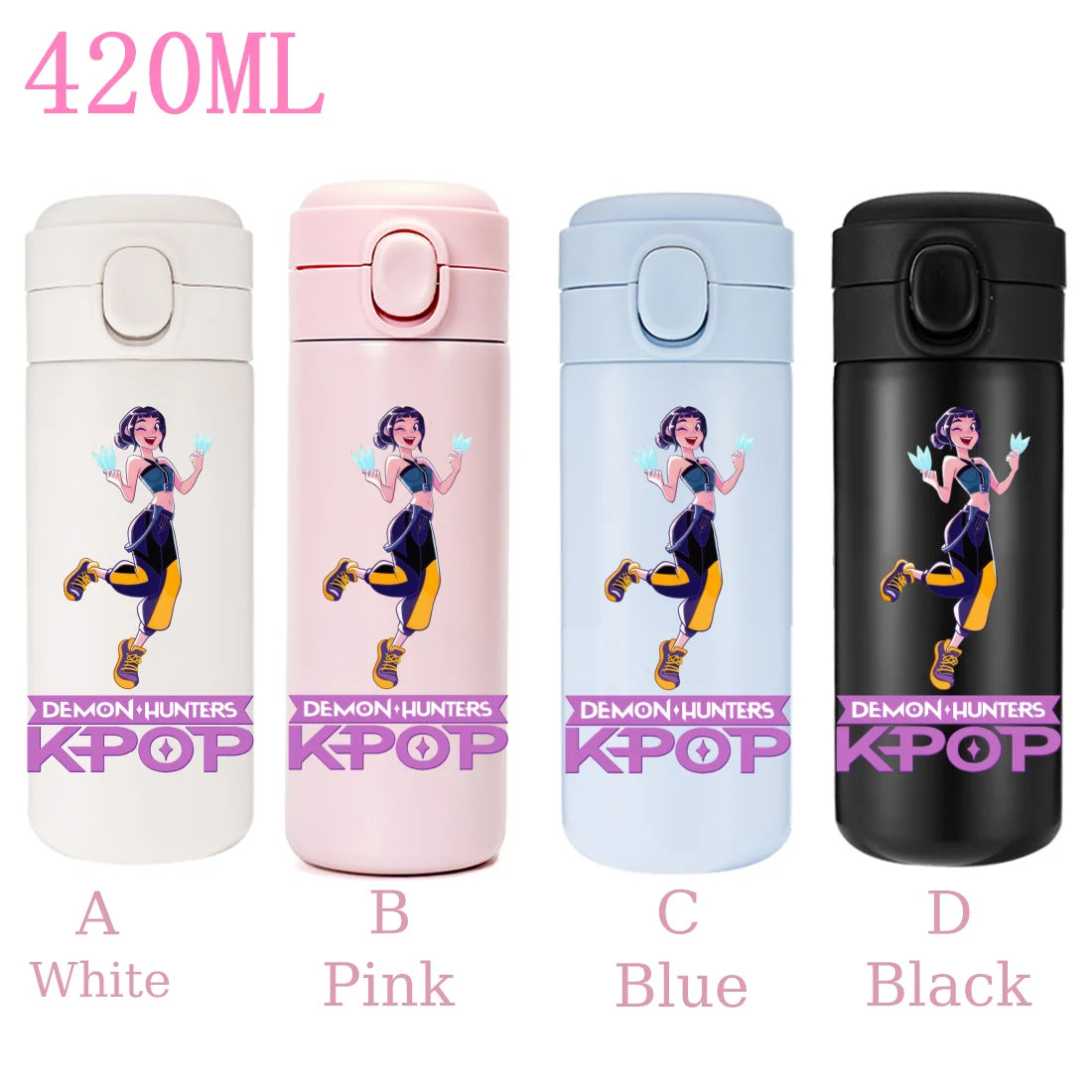 420ML KPop Demon Hunters Cartoon Stainless Steel Thermal Water Bottle Mini Leak Proof Portable Insulated Cup Birthday Gift - YourGiftIdeasUK
