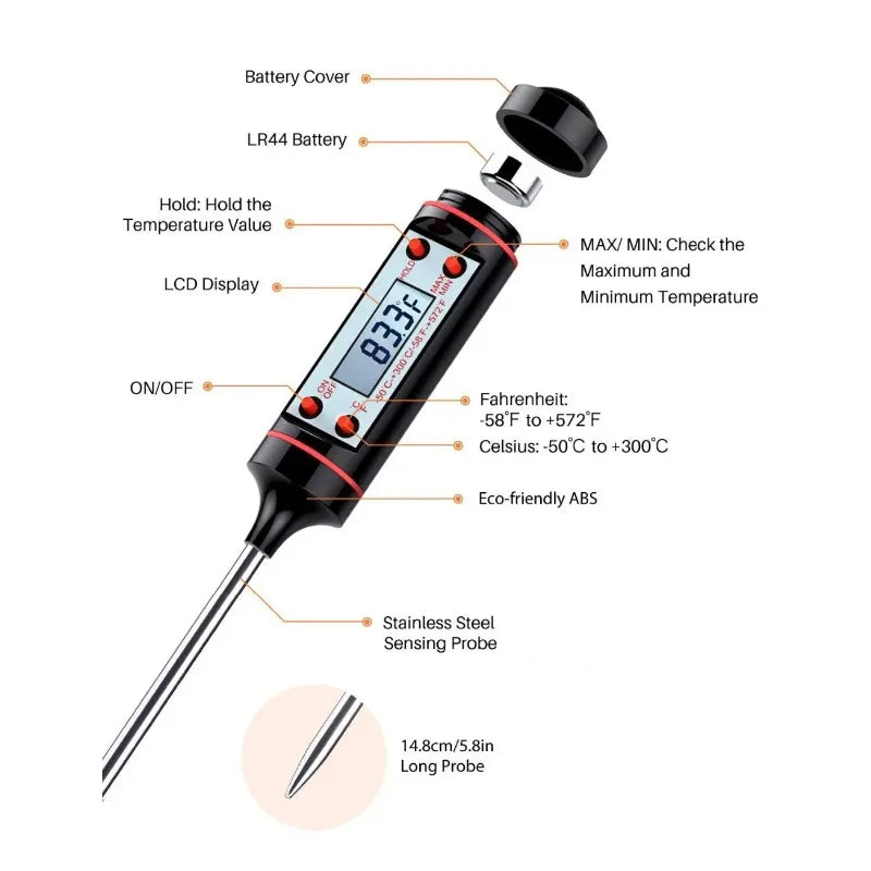 Food Thermometer Baking Temperature Measurement Electronic Probe Kitchen Cooking Temperature Measurement Pen