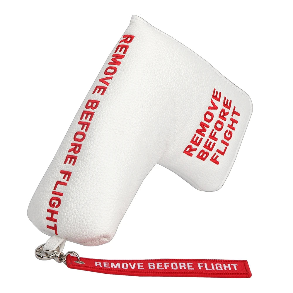 Red Remove Before Flight Synthetic Leather Golf Headcover Square Large Mallet Blade Putter Headcover 460CC Driver covers