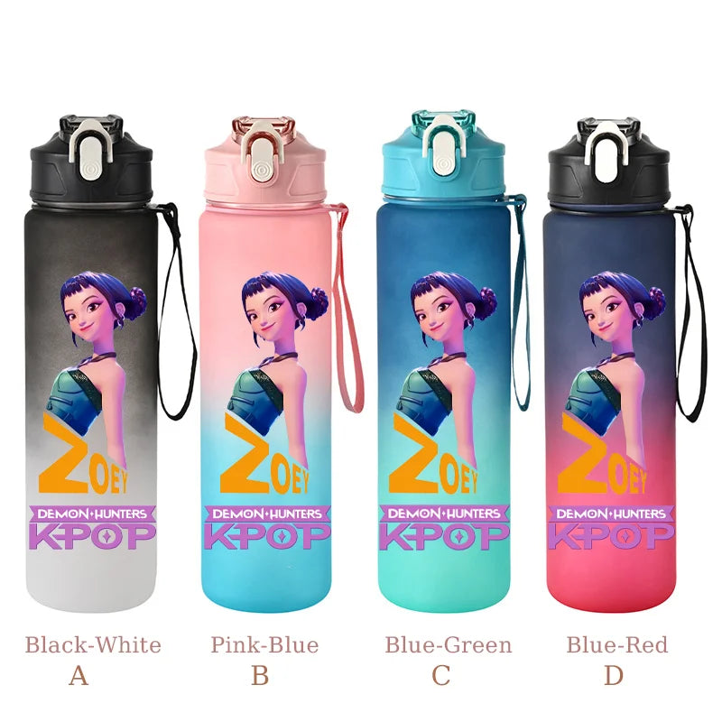 800ML KPop Demon Hunters Sports Water Bottle With Straw Men And Women Perfect For Outdoor Travel Hiking Office Jugs Fans Gifts - YourGiftIdeasUK