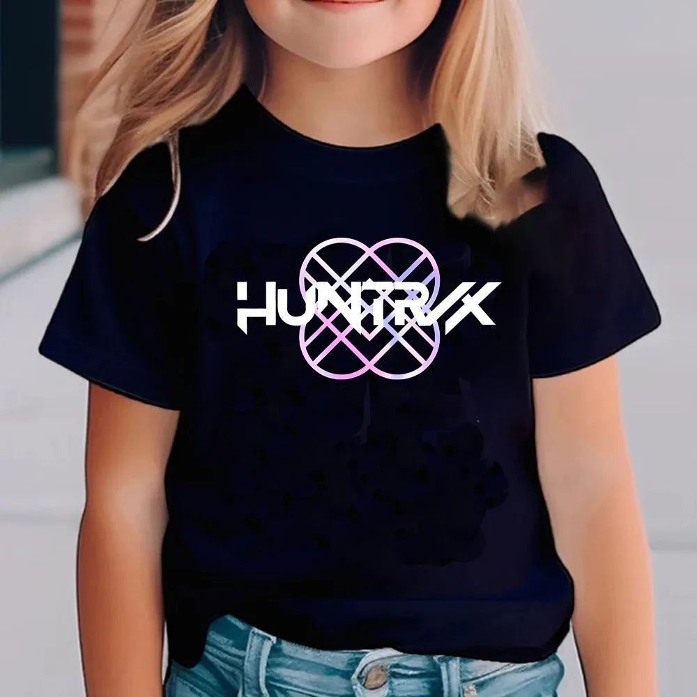 Kpop Demon Hunters Children's T Shirt Short Sleeve T-shirt Cute Kpop Demon Hunters Tiger Harajuku Tshirt for Boys Girls