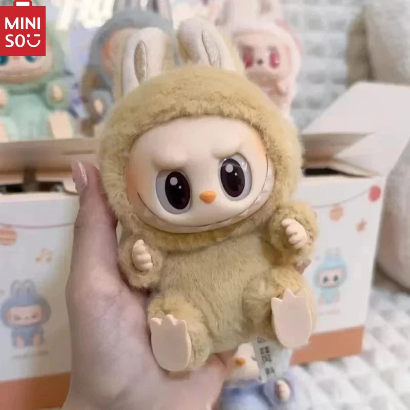 MINISO Blind Box Vinyl Doll 2nd LABUBV2Generation New Collection Have a Plush Doll Seat Figurine Keychain Pendant