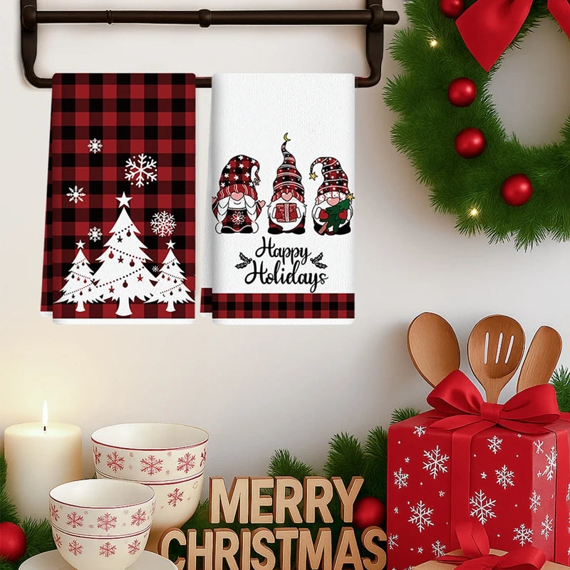 2pcs Christmas Kitchen Towels Merry Christmas Party Decoration 2025 Xmas Santa Claus Dish Towel Navidad Natal New Year Gift 2026 - YourGiftIdeasUK