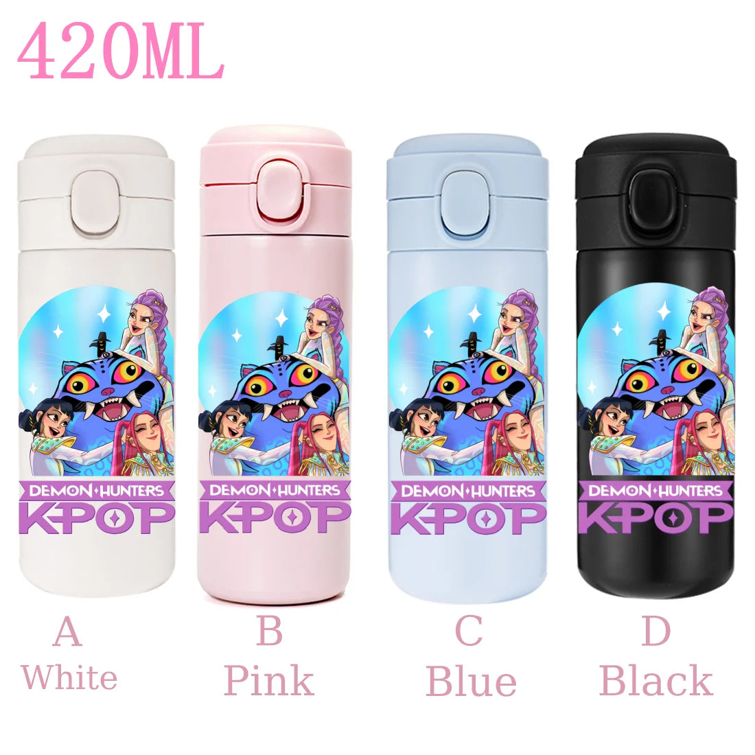 420ML KPop Demon Hunters Cartoon Stainless Steel Thermal Water Bottle Mini Leak Proof Portable Insulated Cup Birthday Gift - YourGiftIdeasUK