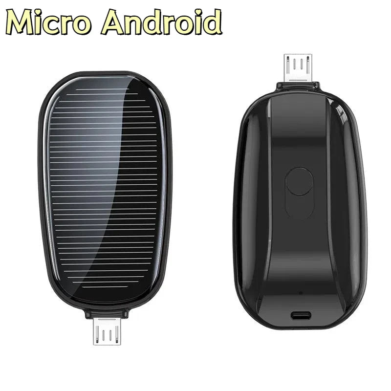Solar Mini Power Bank Key Ring Portable Charger Compact Outdoor Camping External Battery Emergent Phone Powerbank 1200mAh 2025