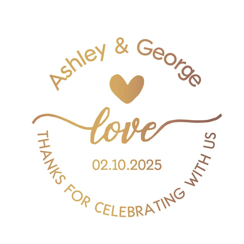 Custom 50pcs Round Gold Foil Clear Label Stickers Wedding Party Envelope Gift Bag Candles Box Pack Cookie Thank You Stickers